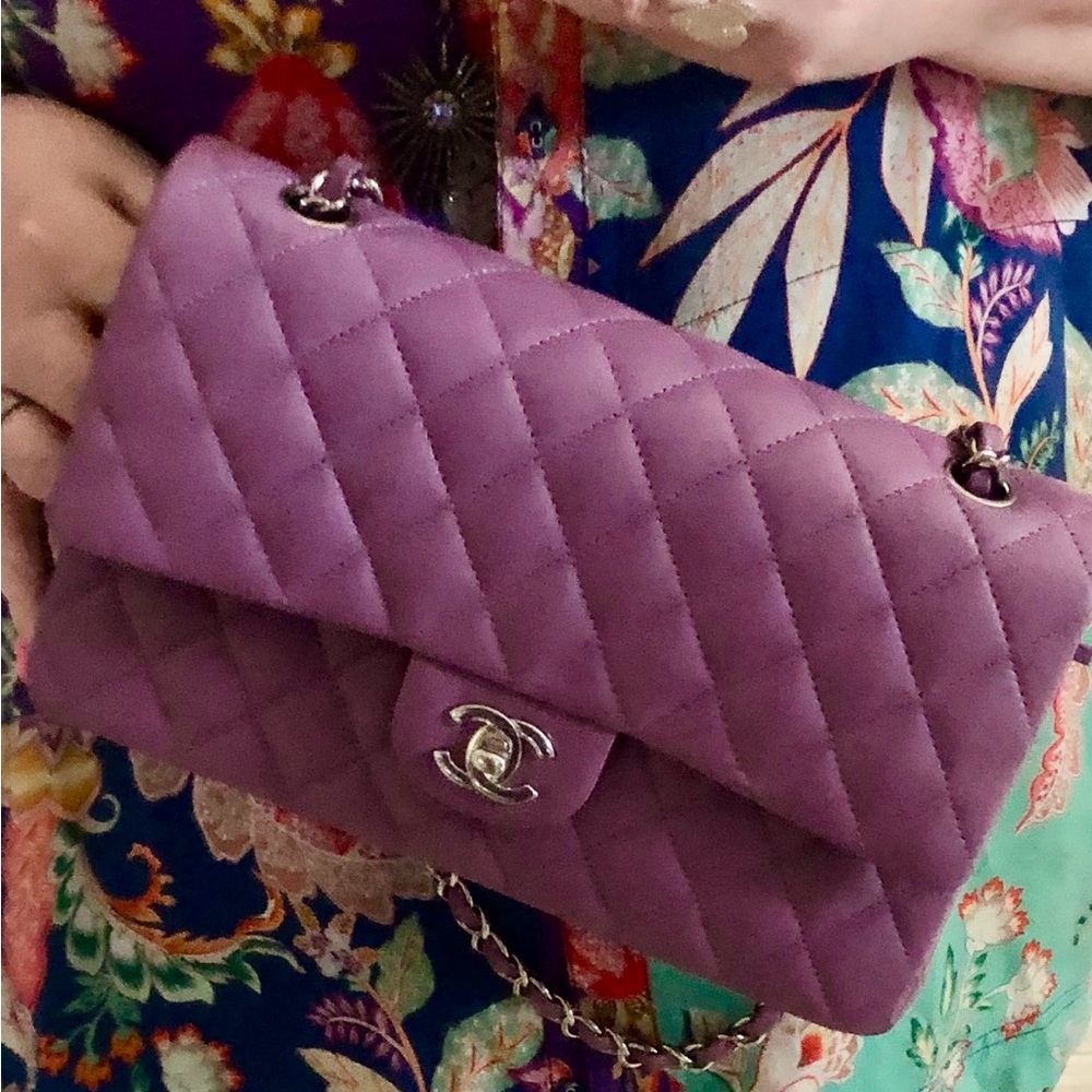 Chanel Purple double flap Quilted lambskin Bag